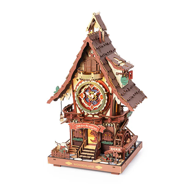 Puzzle 3D in legno con orologio a cucù meccanico kit da costruire- regalo creativo