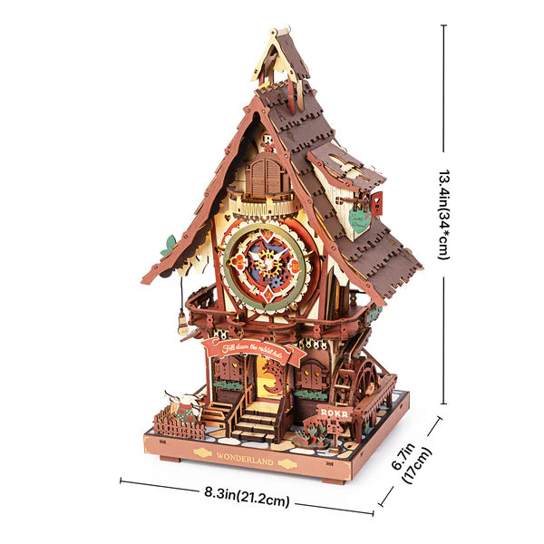 Puzzle 3D in legno con orologio a cucù meccanico kit da costruire- regalo creativo