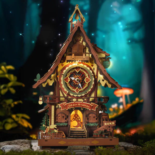 Puzzle 3D in legno con orologio a cucù meccanico kit da costruire- regalo creativo