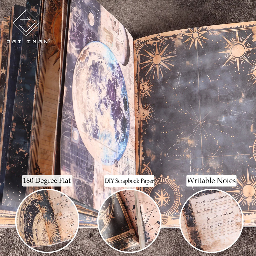 Diario Lunare Vintage ✨ Quaderno Creativo 96 Pagine per Scrapbooking e Journaling