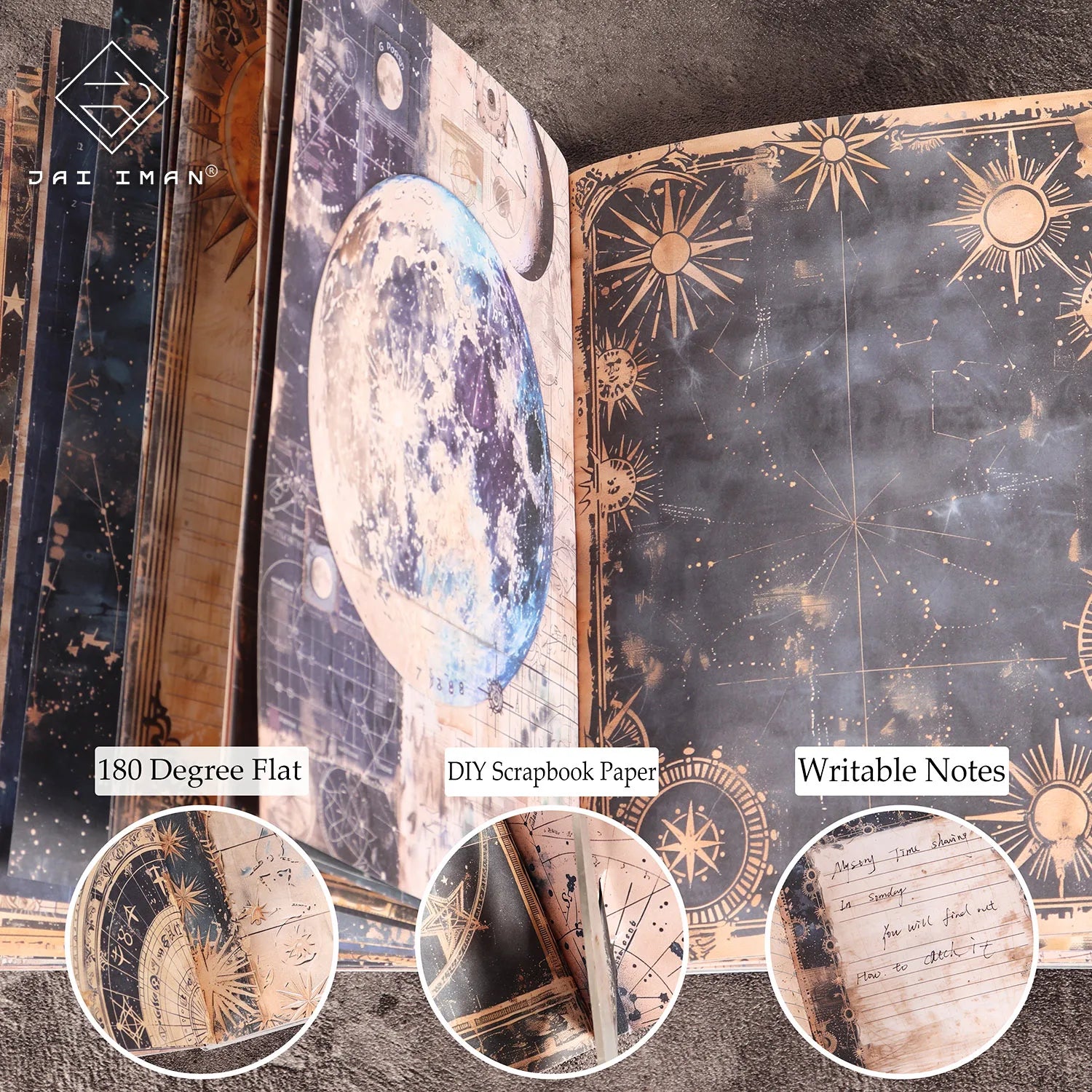 Diario Lunare Vintage ✨ Quaderno Creativo 96 Pagine per Scrapbooking e Journaling