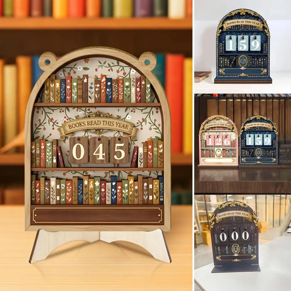Segnalibri "Chronos Reader" – Tracker di Lettura Annuale in Legno Vintage