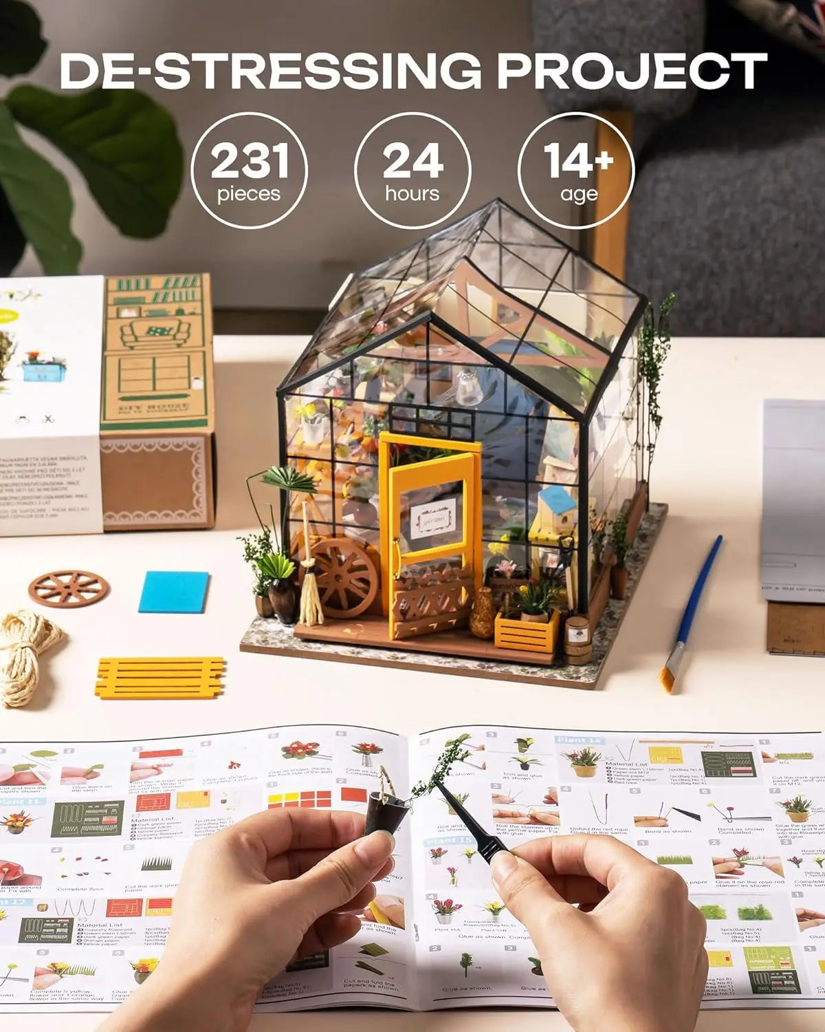 Mini Green House Cathy's Flower House DIY Dollhouse Wooden Miniature Furniture Kit