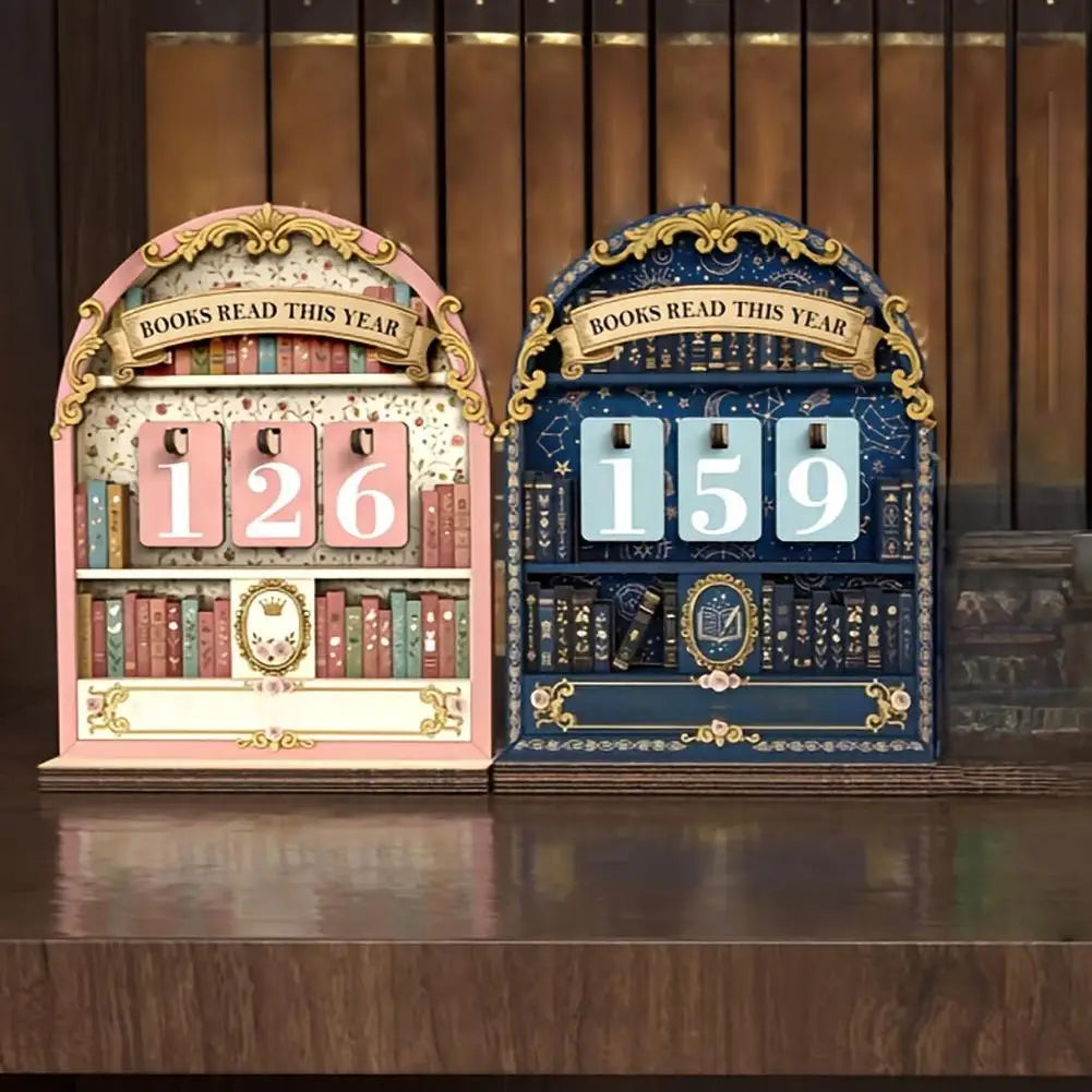 Segnalibri "Chronos Reader" – Tracker di Lettura Annuale in Legno Vintage