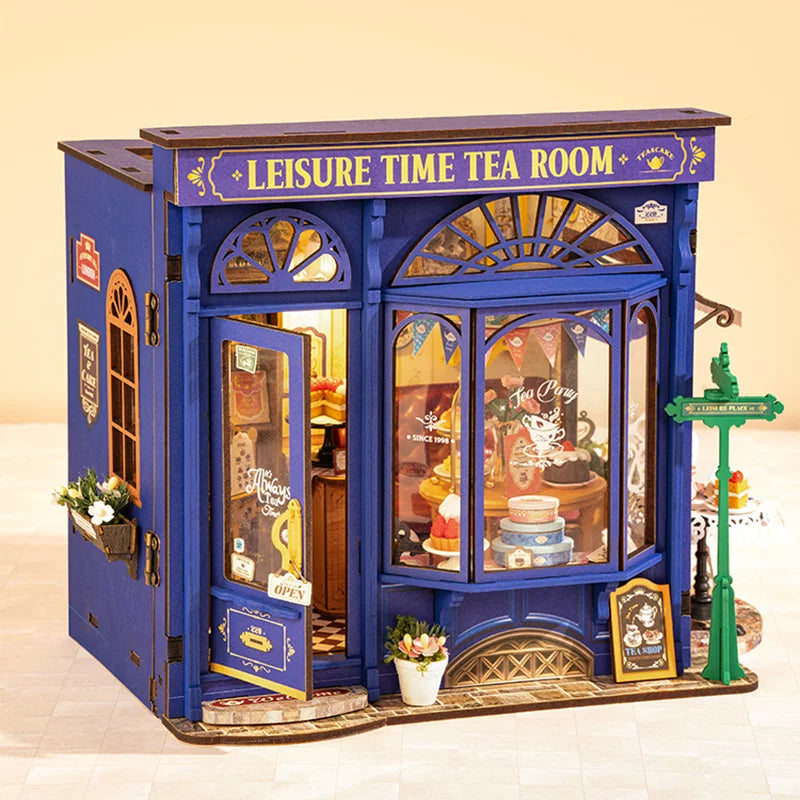 DIY Miniature Dollhouse Kit Leisure Time Tea RoomCrafts Hobbies Amazing