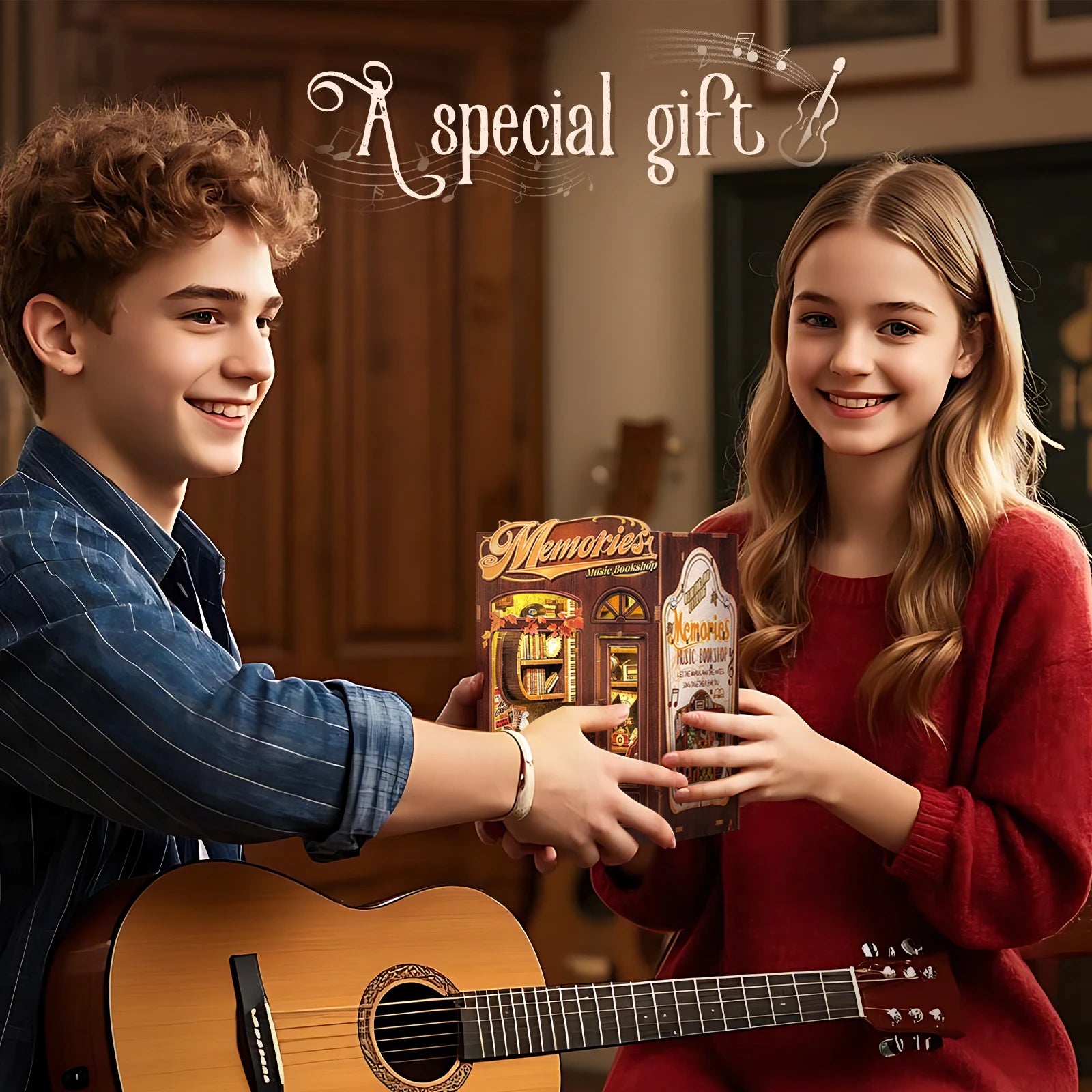 Kit per angolo lettura fai-da-te | Libreria musicale Memories - Regalo unico - Miniature