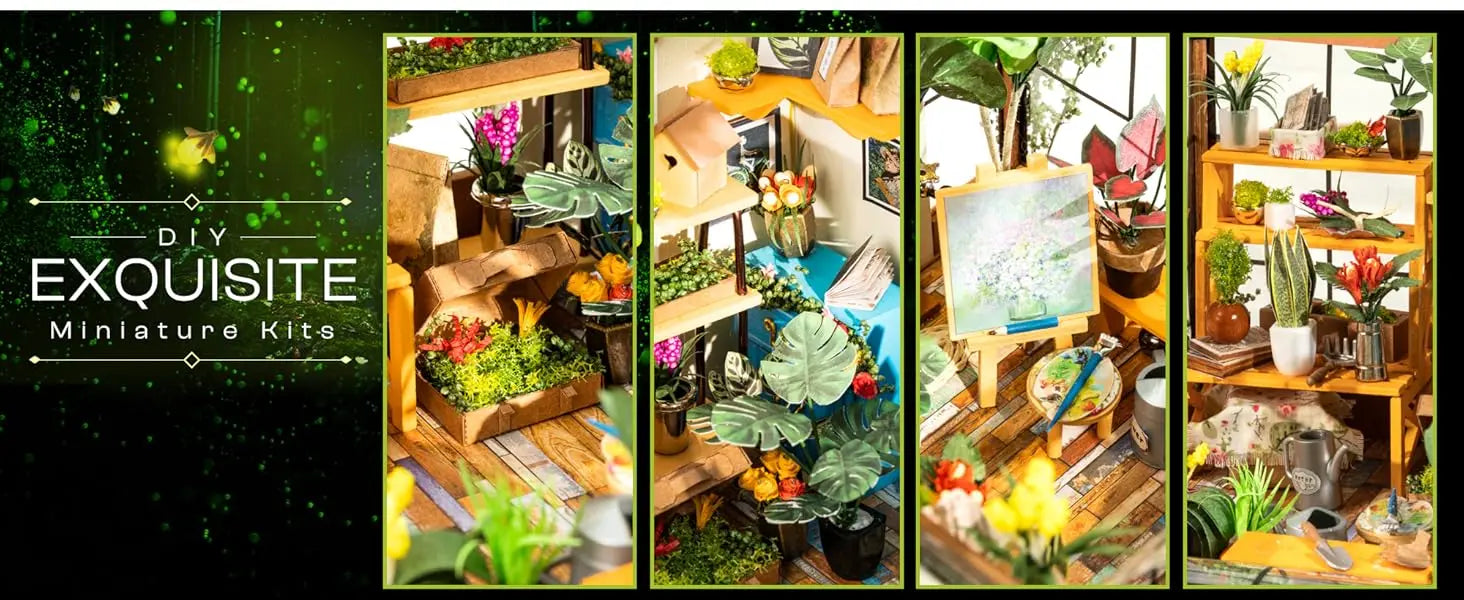 Mini Green House Cathy's Flower House DIY Dollhouse Wooden Miniature Furniture Kit