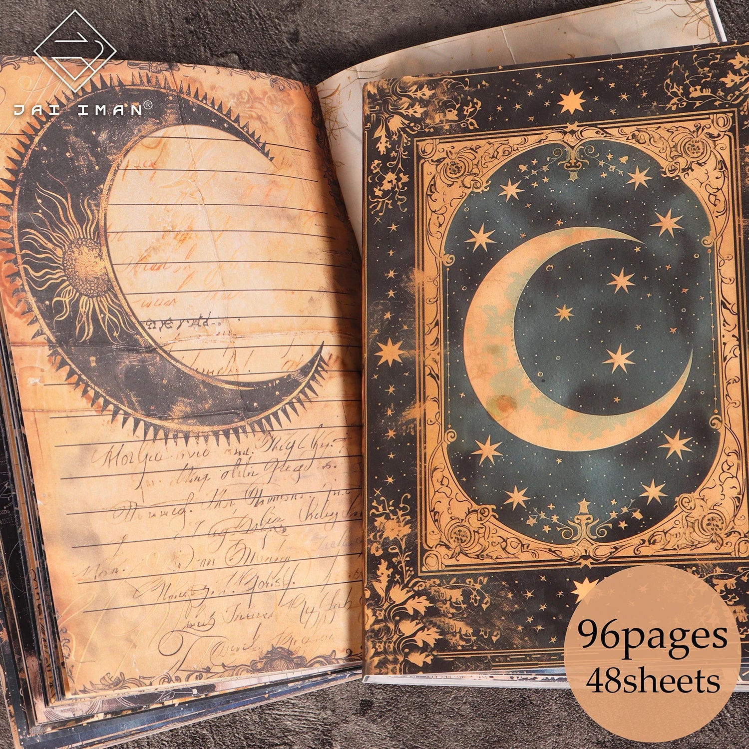 Diario Lunare Vintage ✨ Quaderno Creativo 96 Pagine per Scrapbooking e Journaling