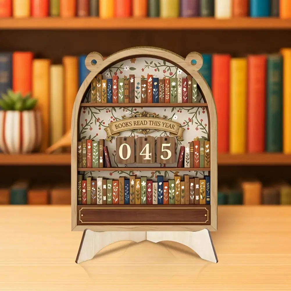 Segnalibri "Chronos Reader" – Tracker di Lettura Annuale in Legno Vintage