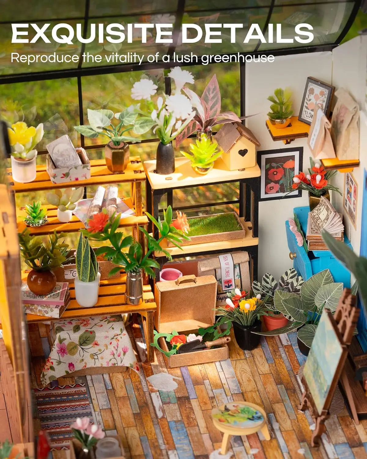 Mini Green House Cathy's Flower House DIY Dollhouse Wooden Miniature Furniture Kit