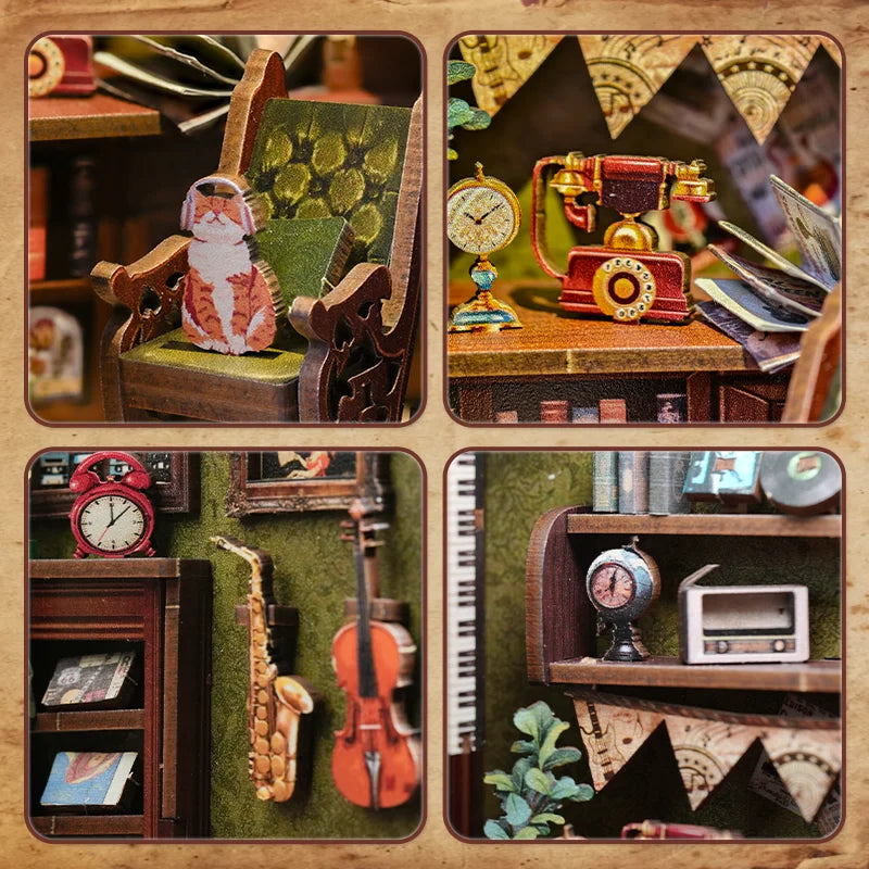 Kit per angolo lettura fai-da-te | Libreria musicale Memories - Regalo unico - Miniature