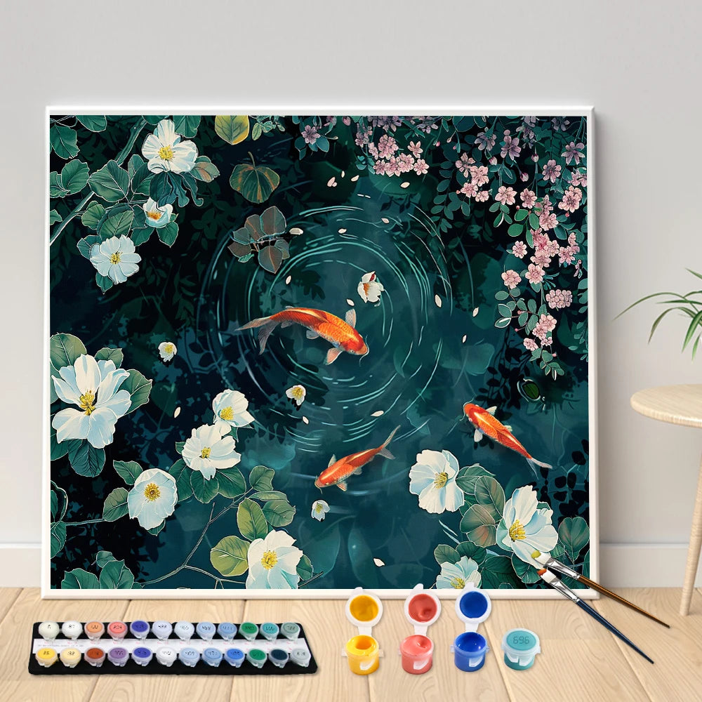 Kit Creativo – Dipingi con i Numeri Pesci Koi & Loto 🎨
