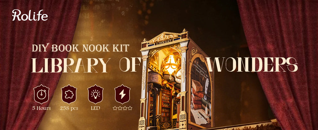 Library of Wonders Angolo lettura fai-da-te - kit diorama, Book nook Kit