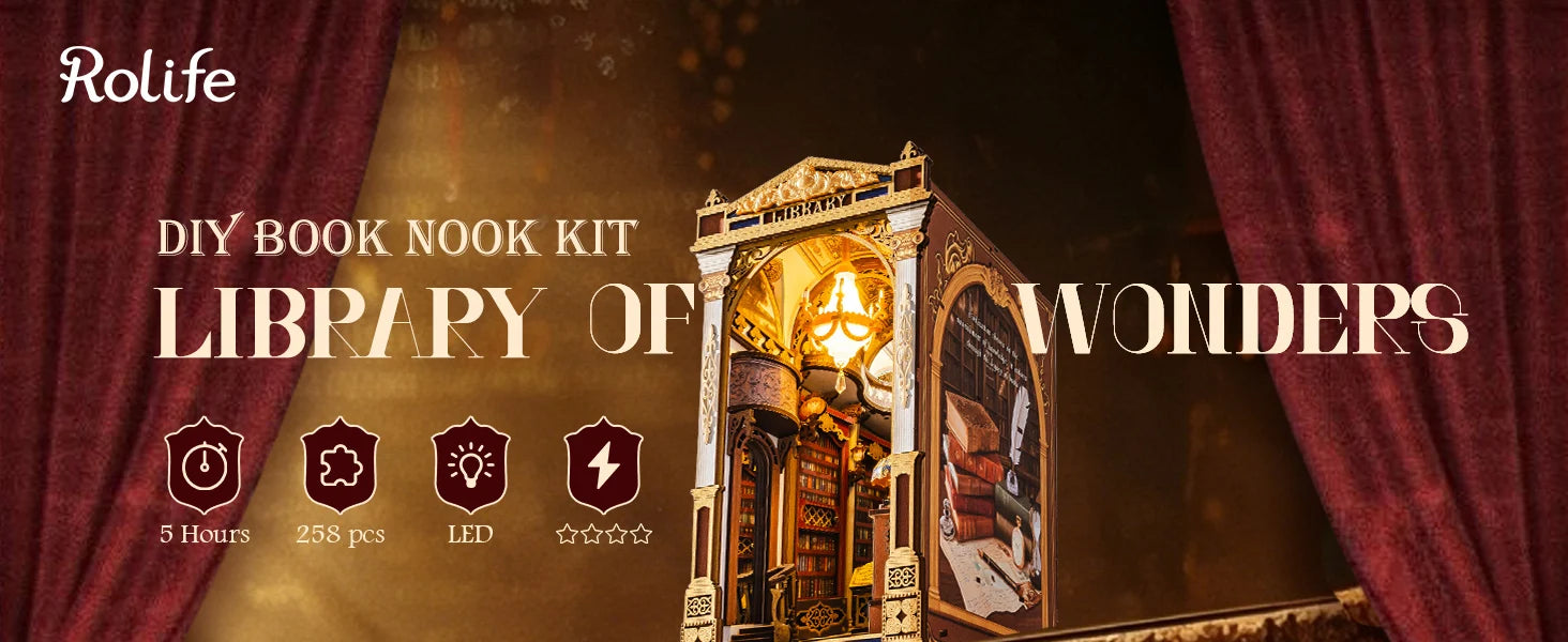Library of Wonders Angolo lettura fai-da-te - kit diorama, Book nook Kit