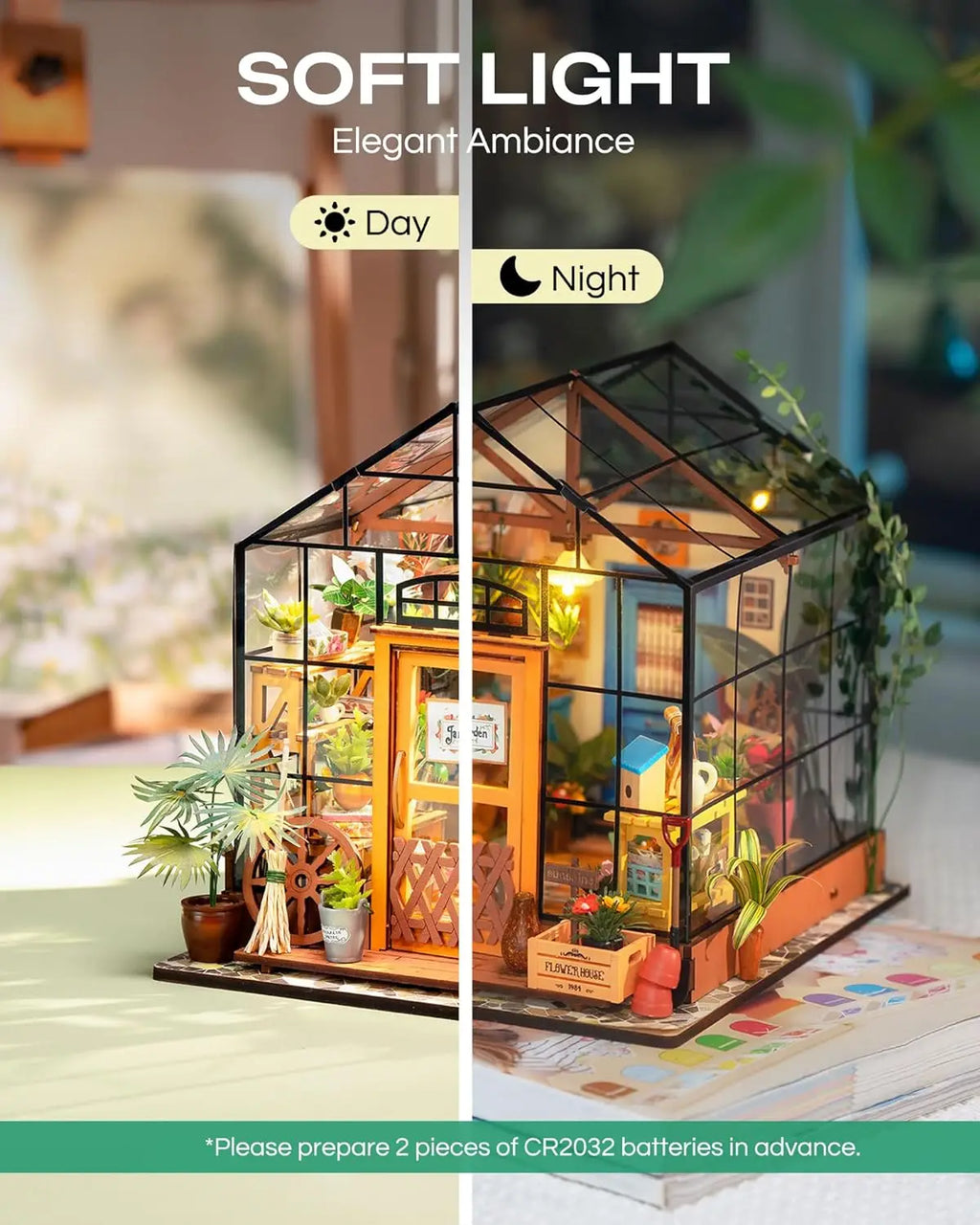 Mini Green House Cathy's Flower House DIY Dollhouse Wooden Miniature Furniture Kit