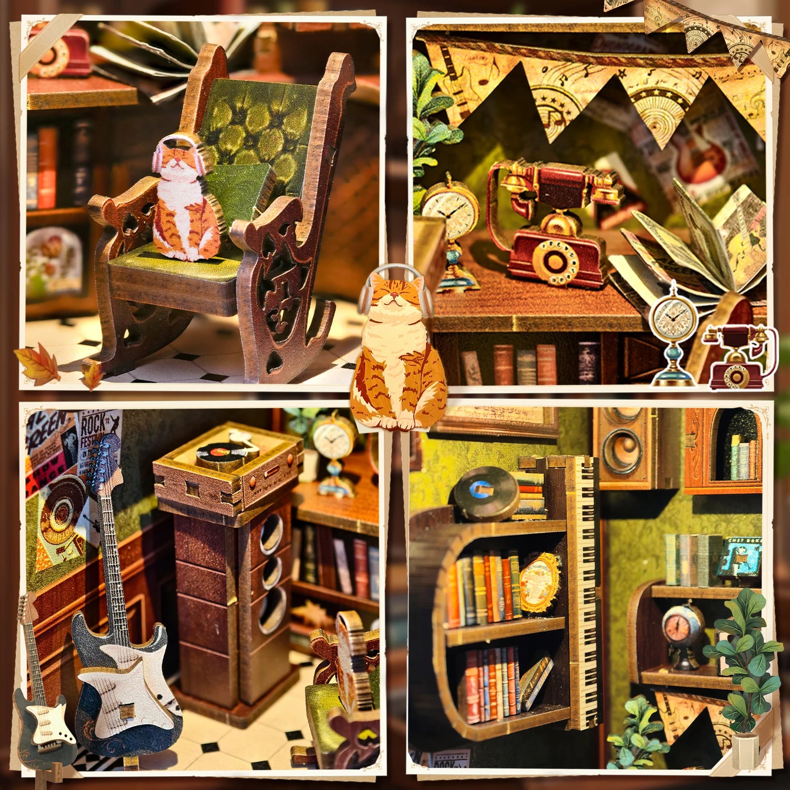 Kit per angolo lettura fai-da-te | Libreria musicale Memories - Regalo unico - Miniature