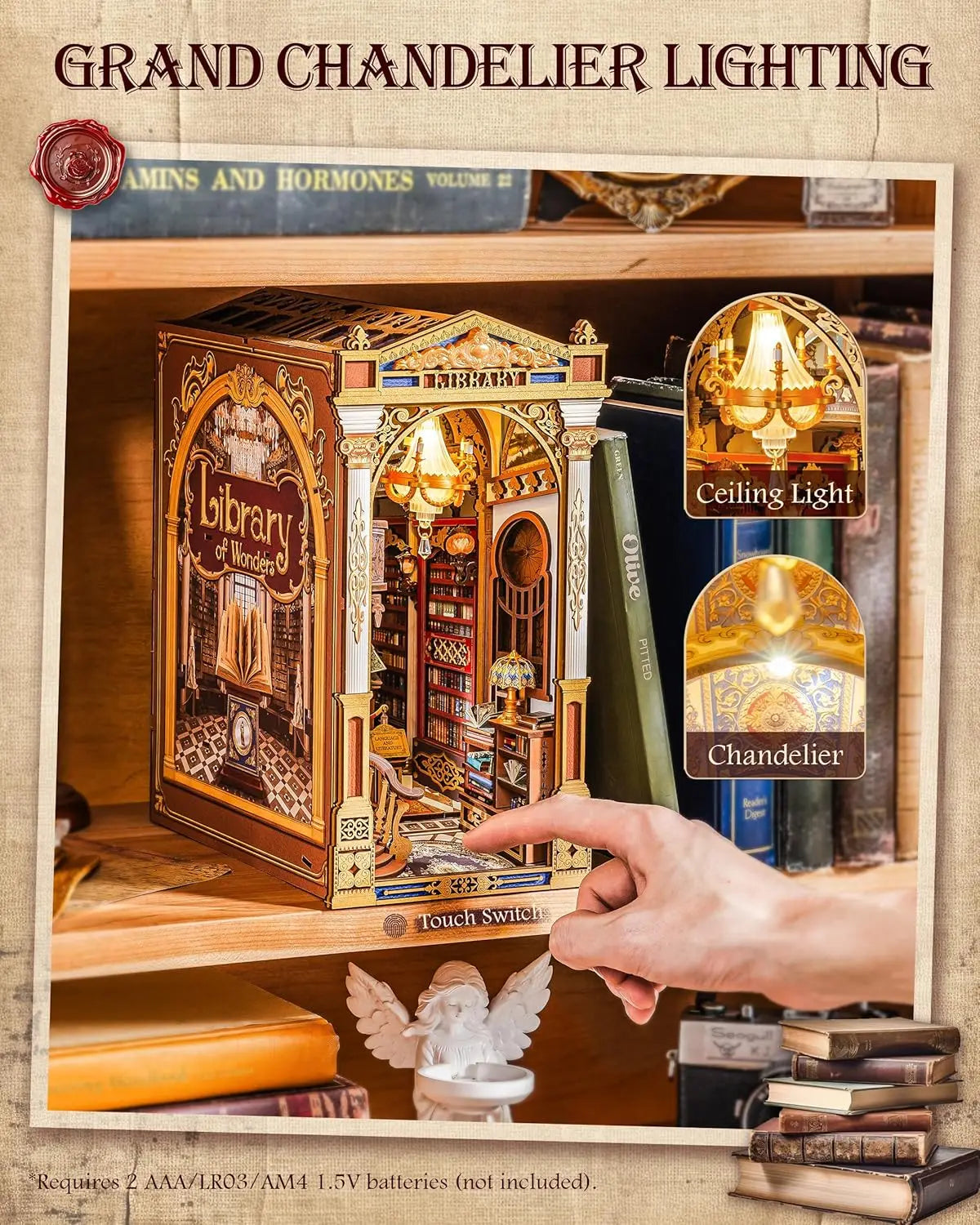 Library of Wonders Angolo lettura fai-da-te - kit diorama, Book nook Kit