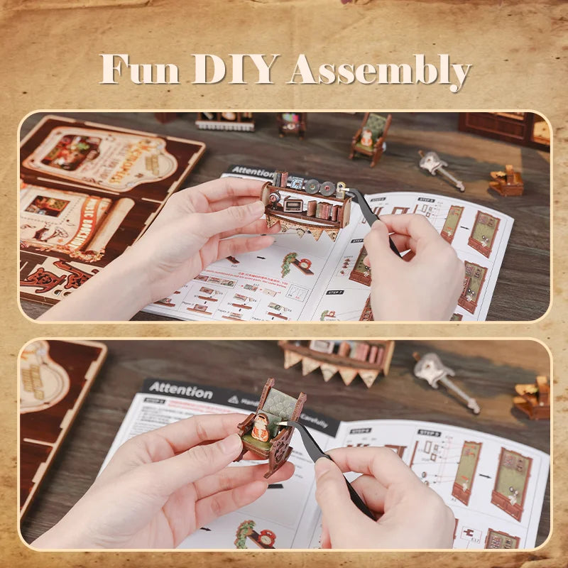 Kit per angolo lettura fai-da-te | Libreria musicale Memories - Regalo unico - Miniature
