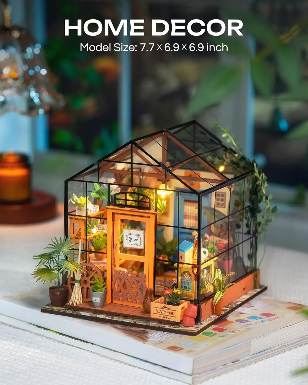 Mini Green House Cathy's Flower House DIY Dollhouse Wooden Miniature Furniture Kit