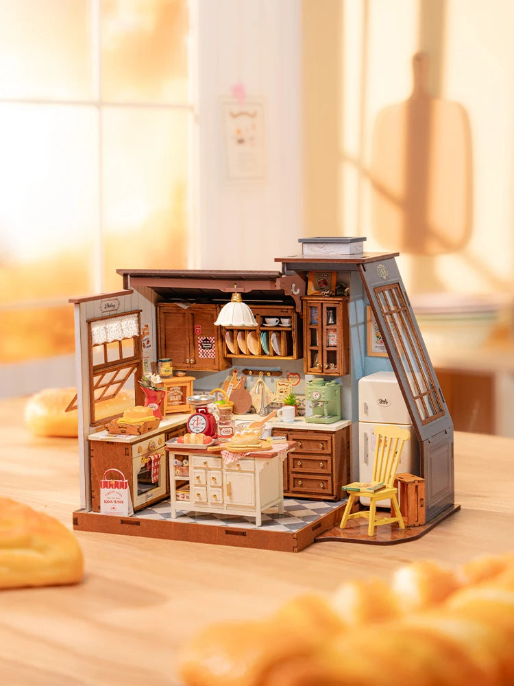 Baking Kitchen Wooden Dollhouse 3D Puzzle Miniature Design Home Decor Ideal Gift For Girls