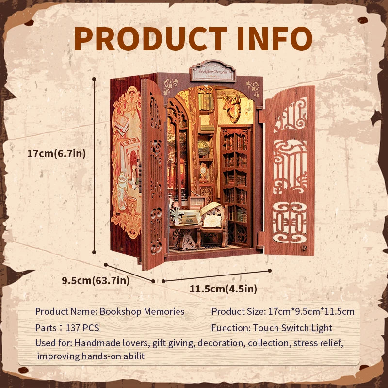 DIY Book Nook Kit Miniature - Bookshop Memories - Kit creativo