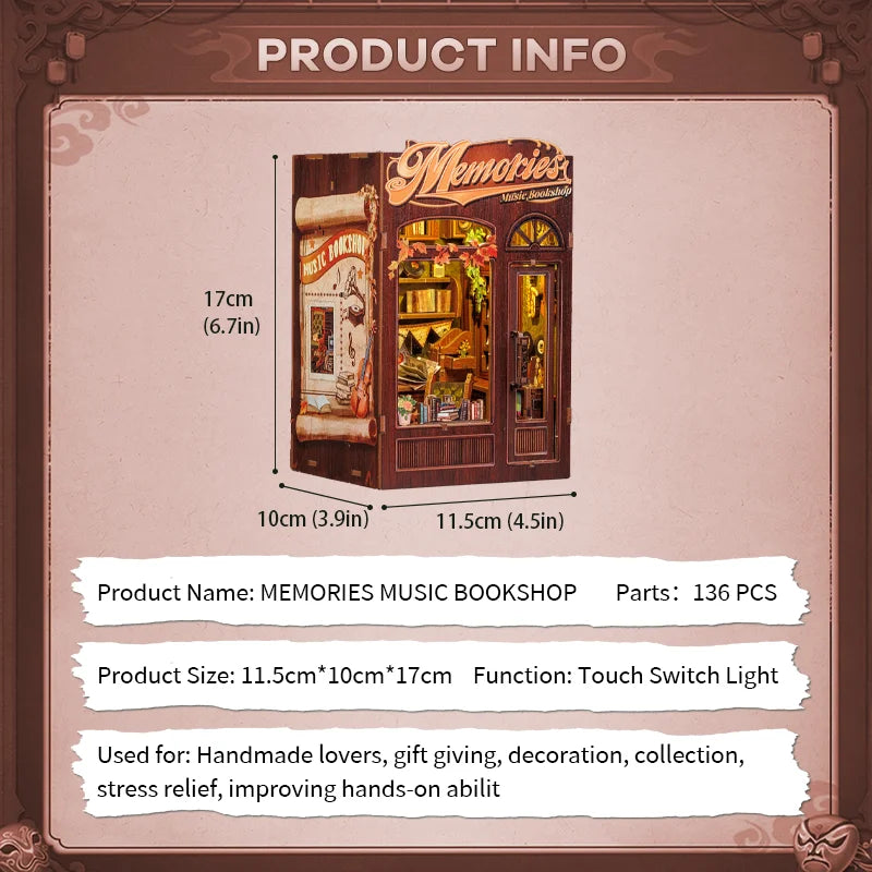 Kit per angolo lettura fai-da-te | Libreria musicale Memories - Regalo unico - Miniature