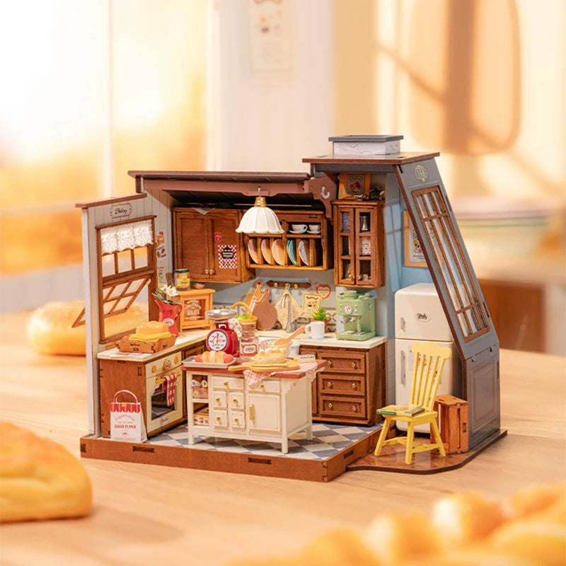 Baking Kitchen Wooden Dollhouse 3D Puzzle Miniature Design Home Decor Ideal Gift For Girls
