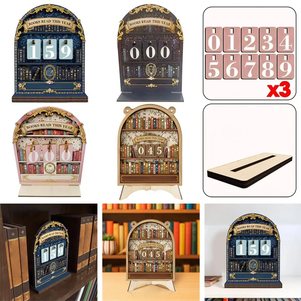 Segnalibri "Chronos Reader" – Tracker di Lettura Annuale in Legno Vintage