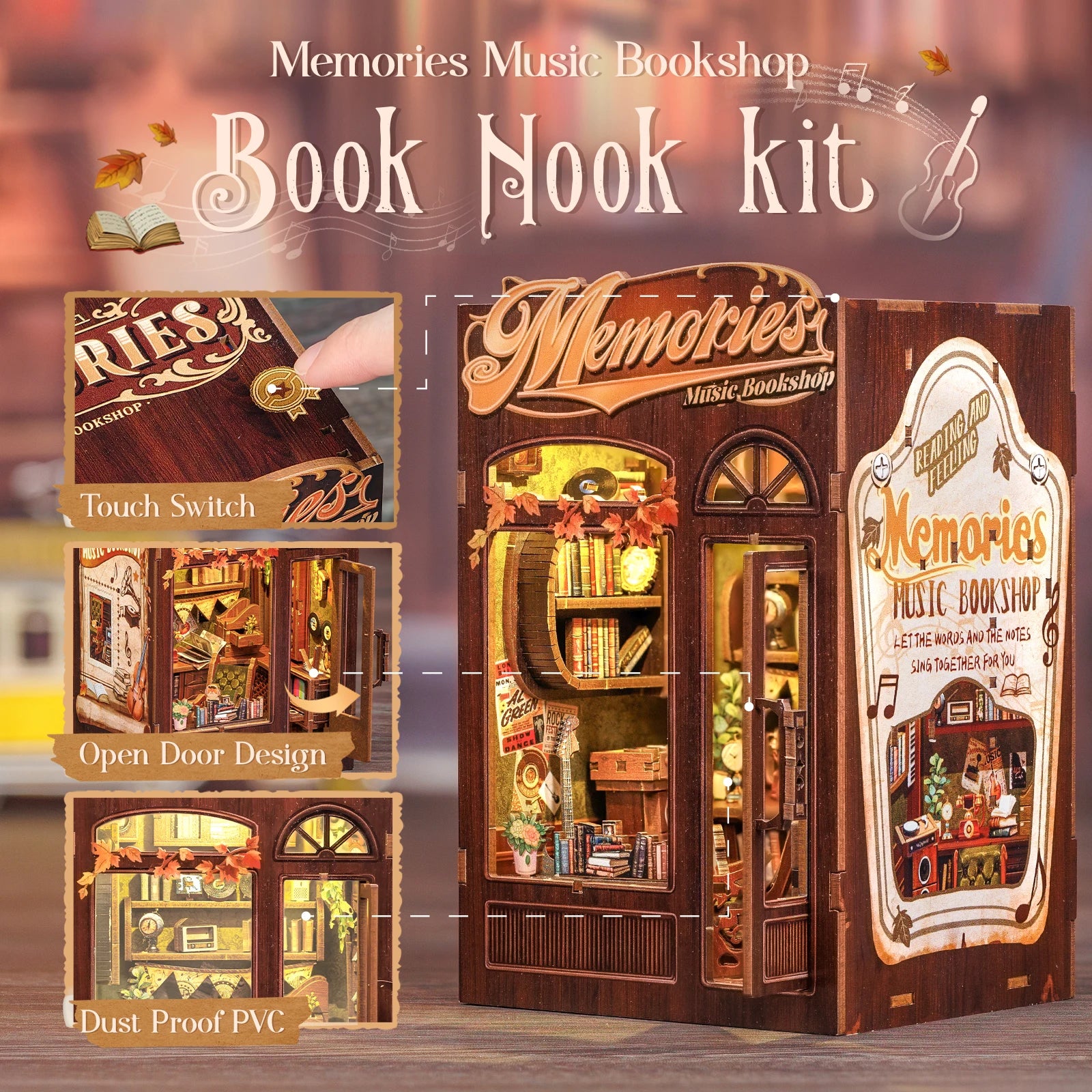 Kit per angolo lettura fai-da-te | Libreria musicale Memories - Regalo unico - Miniature