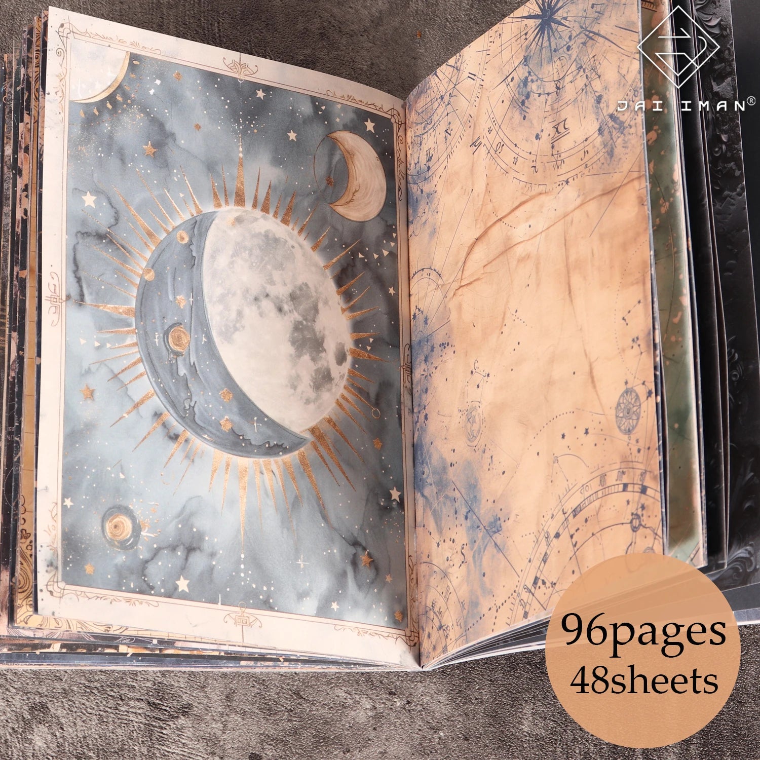 Diario Lunare Vintage ✨ Quaderno Creativo 96 Pagine per Scrapbooking e Journaling