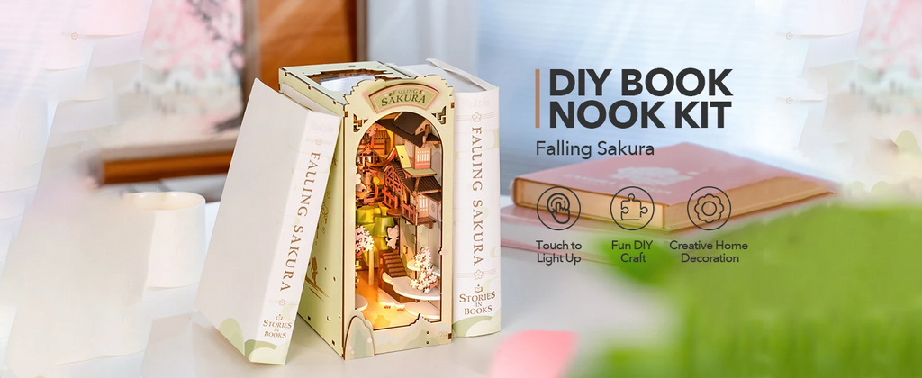 DIY Book Nook Falling Sakura Kit Miniature Diorama
