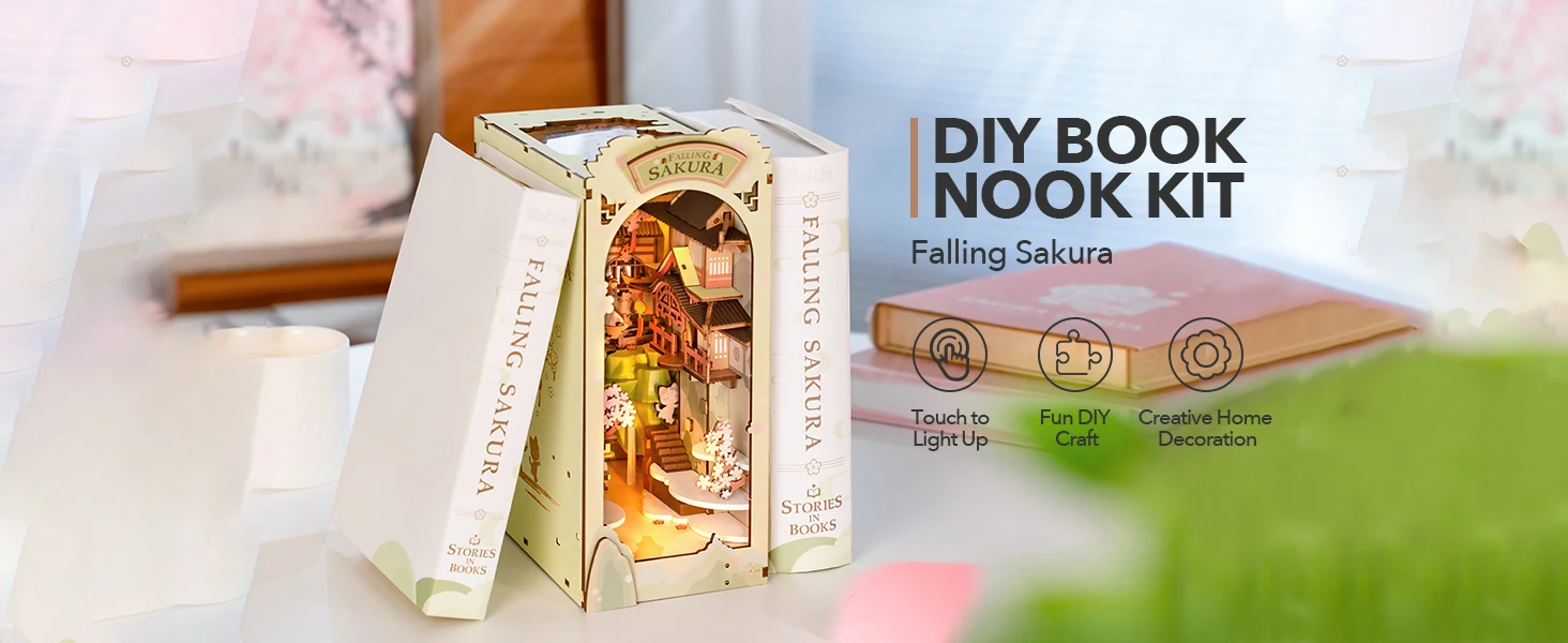 DIY Book Nook Falling Sakura Kit Miniature Diorama