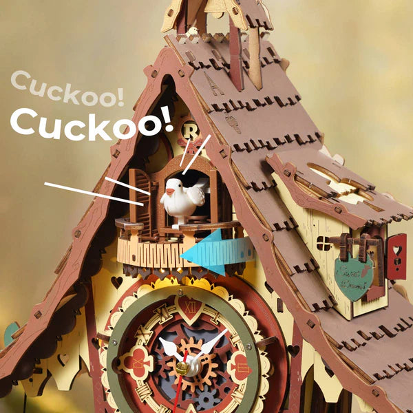 Puzzle 3D in legno con orologio a cucù meccanico kit da costruire- regalo creativo